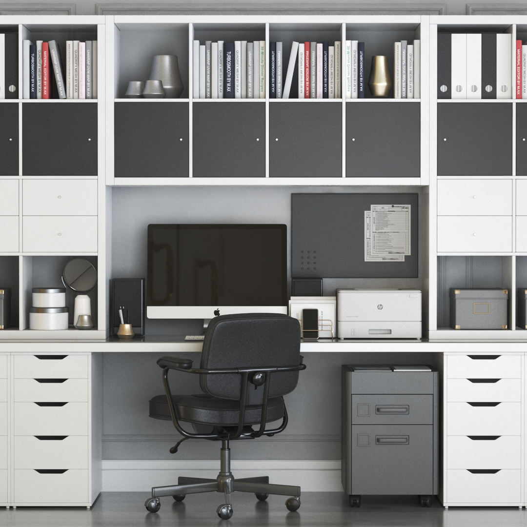 IKEA KALLAX office workplace model - TurboSquid 1719434
