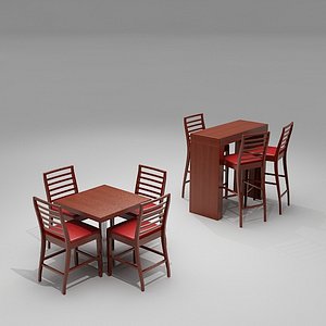 3d cafe bar chair table