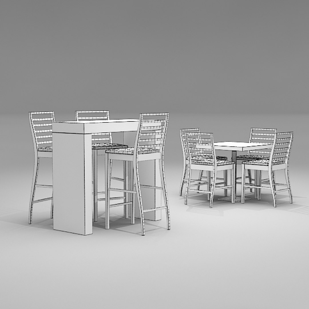 3d Cafe Bar Chair Table