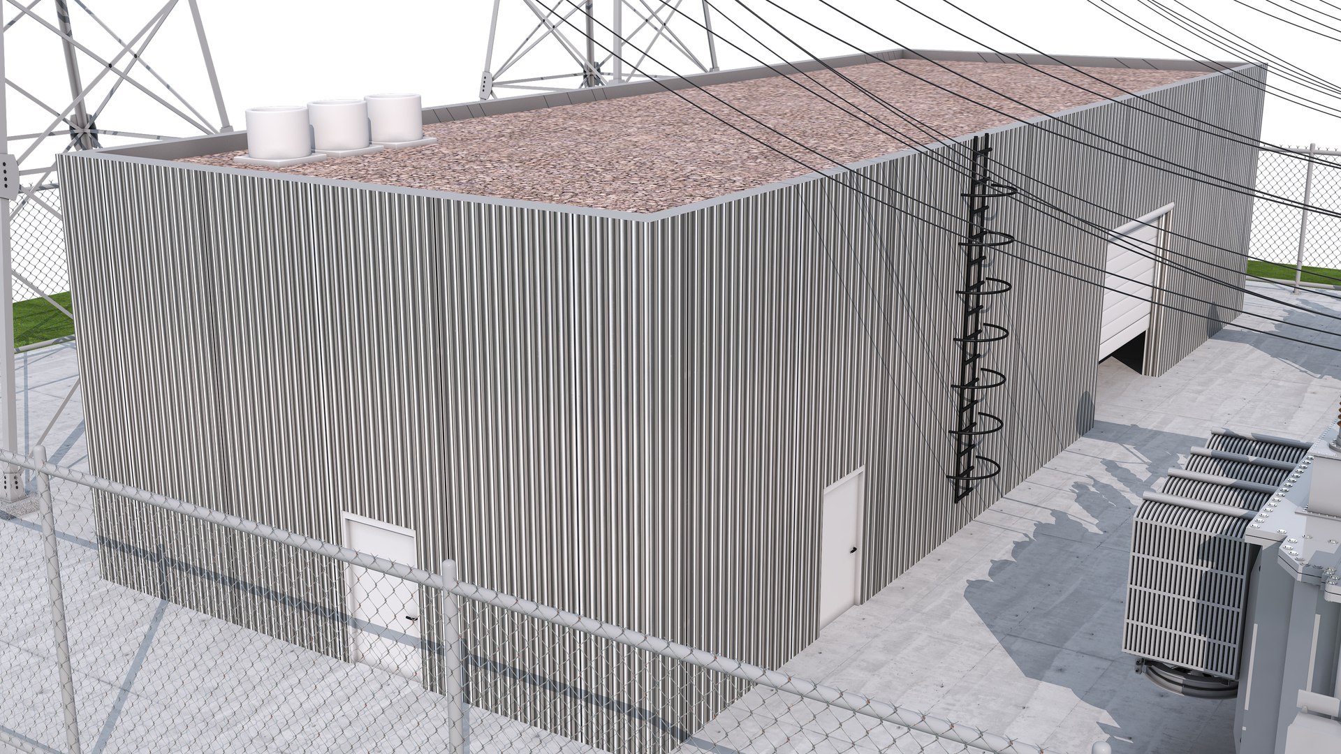 3D Solar Farm And Electrical Substation Model - TurboSquid 2208498