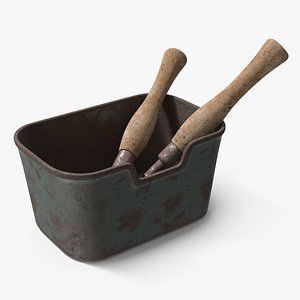 Old Metal Container with Rusty Tools 3D model