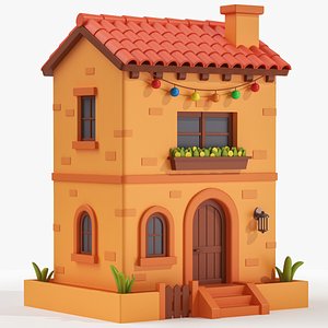 Latin American Cartoonish House Low Poly 3D Model