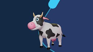 Cow 3D Cartoon Rigged Model - Blender