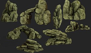 3D 8 rocks pack model