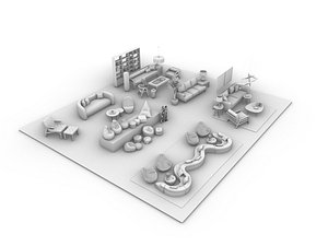 3D Low-Poly -Collection of various sofa models model