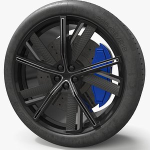 3D model Sport Alloy Wheel with Tire Black