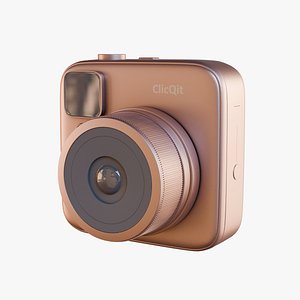 3D Rose Gold Metallic Instant Camera