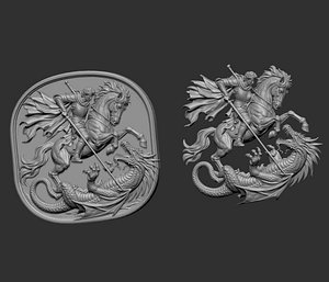 3D relief sculpture depicts Saint George and the Dragon