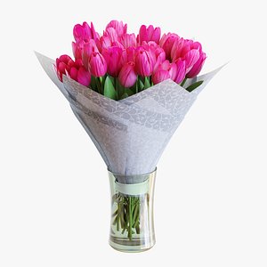 Flower Set 32  Pink Tulips Bouquet