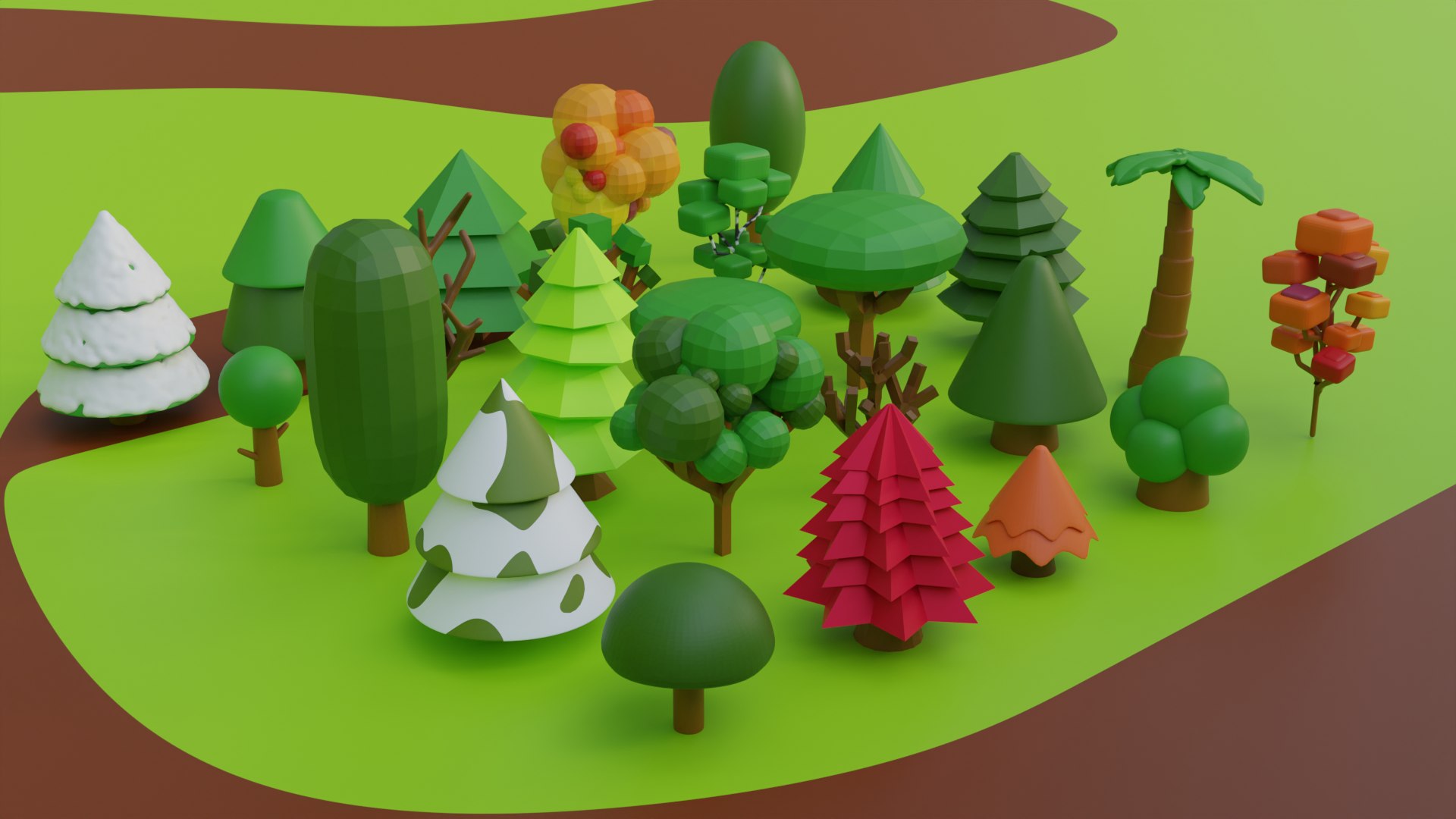3D Model Low Poly Tree Pack - TurboSquid 2169348