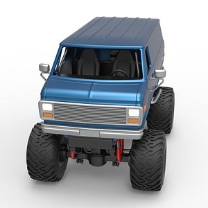 3D Diecast Monster Truck Van Version 2 Scale 1 to 25 model