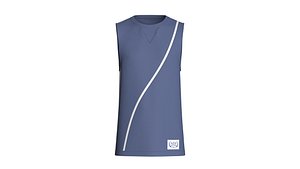 Men Curved Striped Sleeveless Tank Top 3D model