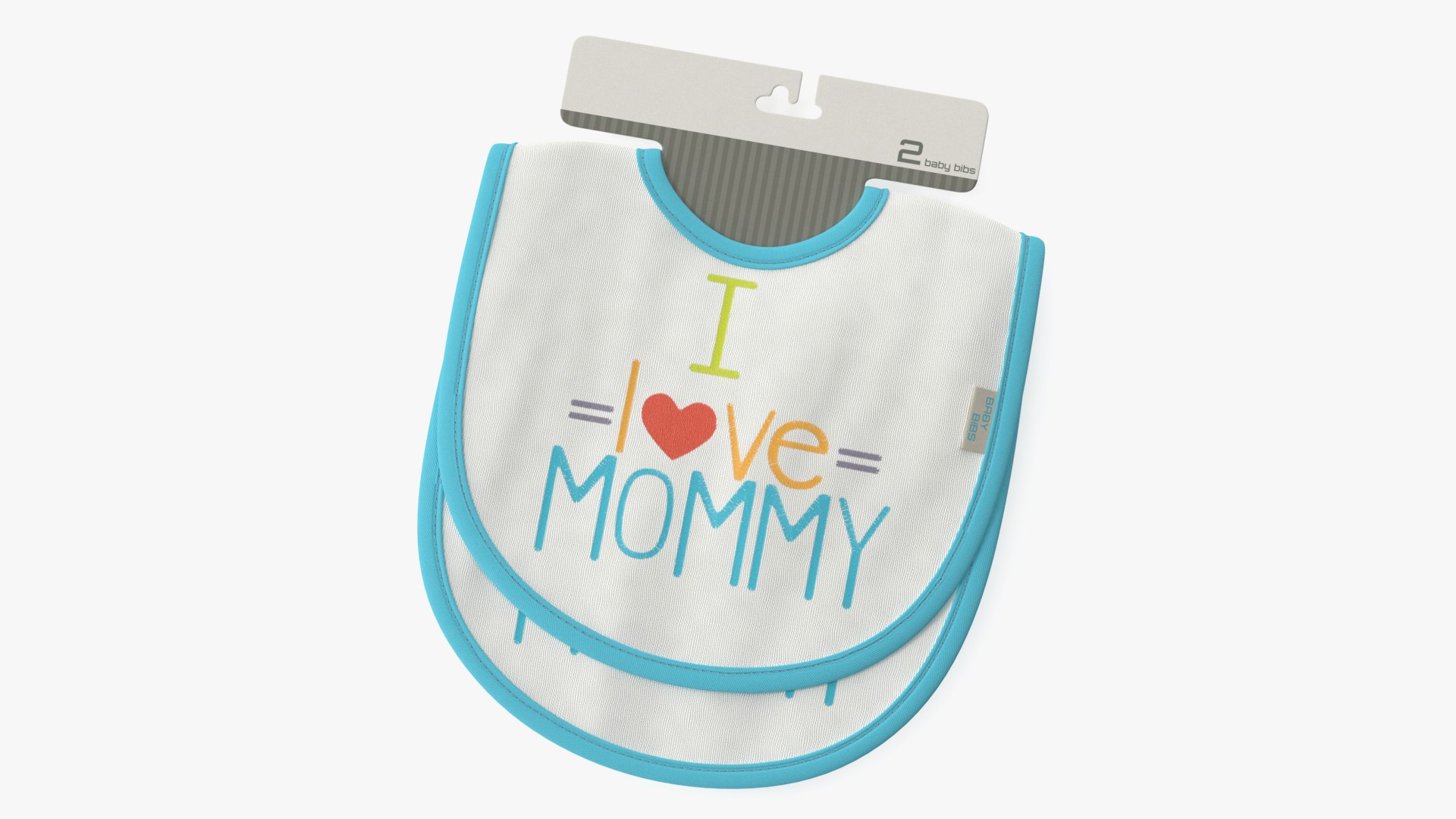 I Love Mommy Baby Bibs on Hanger 3D model preview