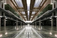 Massive Brutalist Industrial Atrium - Cinematic Environment - 010