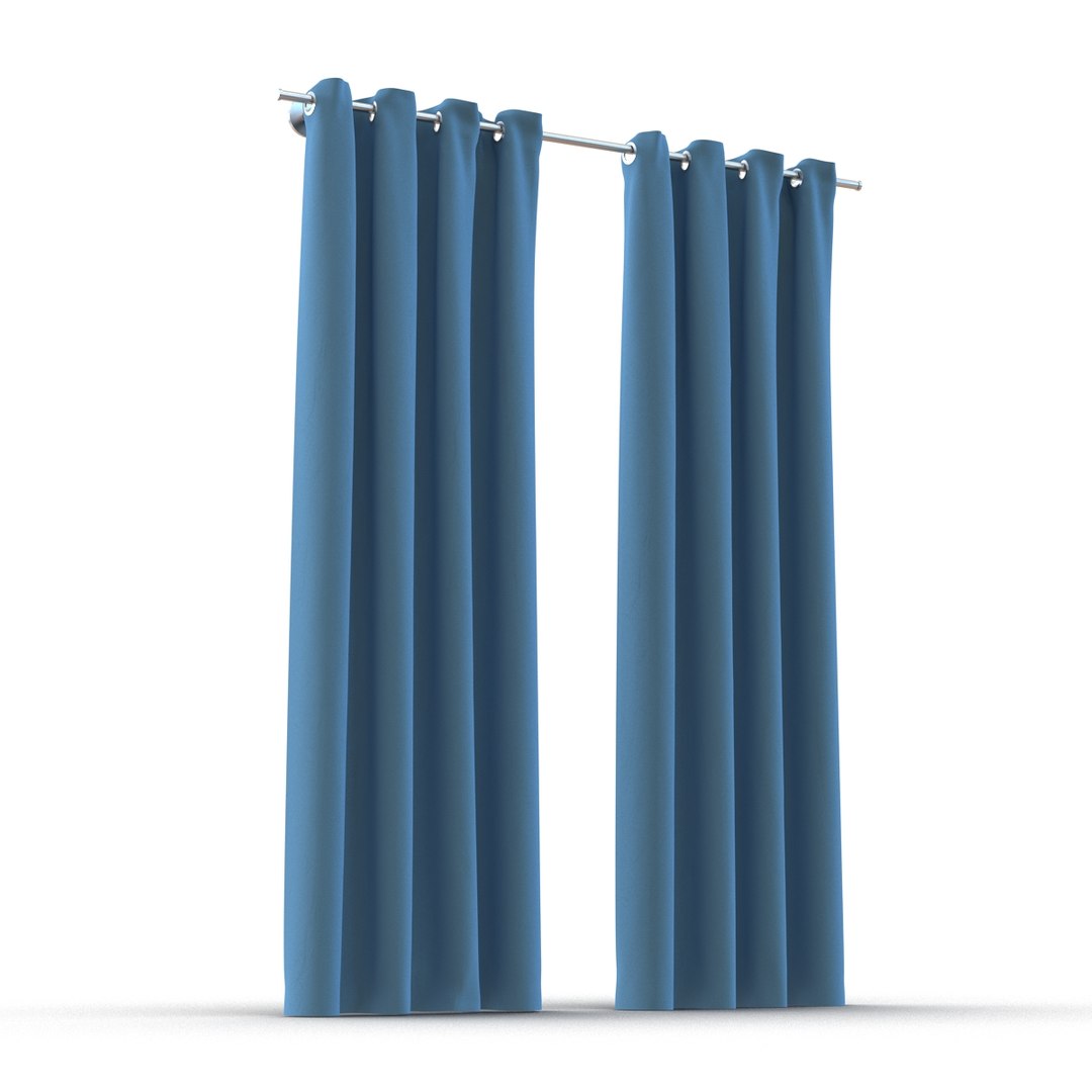 Curtain 3 Blue 3d Model