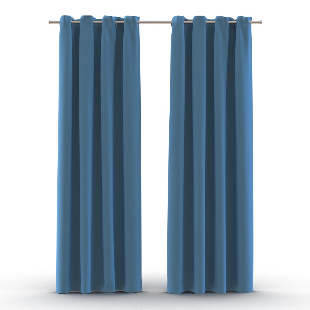 Curtain 3 Blue 3D model preview