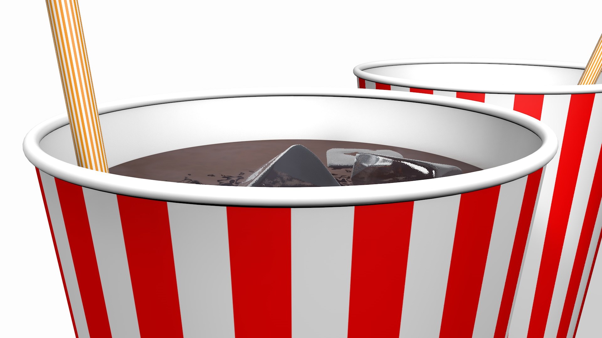 Paper Cup Of Cola Drink With Ice And Straw 3D Model - TurboSquid 2068209