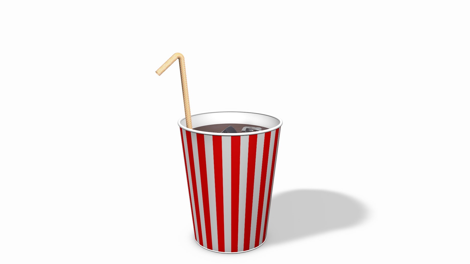 Paper Cup Of Cola Drink With Ice And Straw 3D Model - TurboSquid 2068209