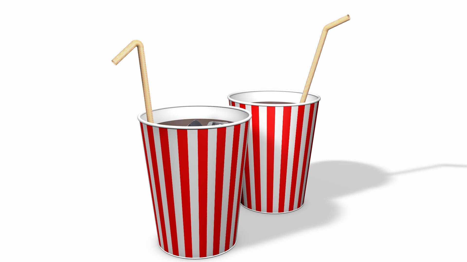 Paper Cup Of Cola Drink With Ice And Straw 3D Model - TurboSquid 2068209