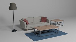 Low Poly Living Room Set model