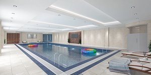 modern indoor swimming pool 3D model