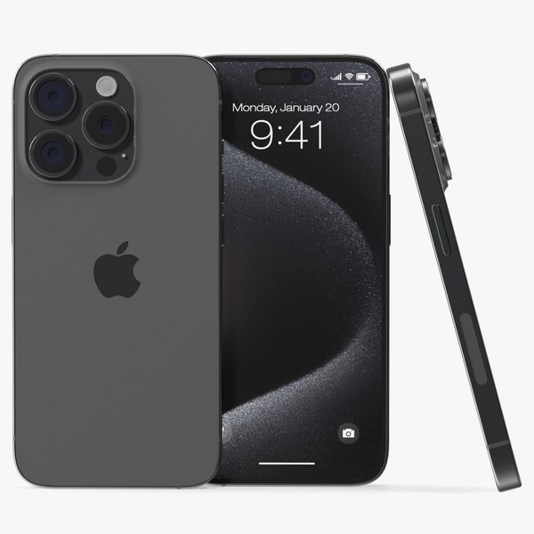3D Apple IPhone 15 Pro Black Titanium model