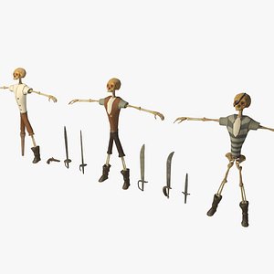 Pirate skeleton enemies with weapons