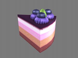 3D stylized blueberry pie slice