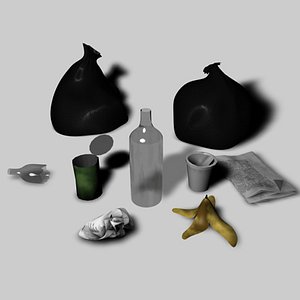 3d model trash newspaper