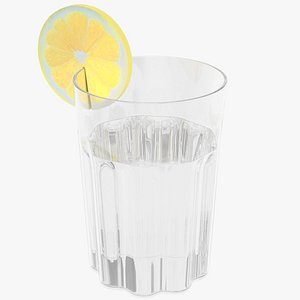 3D glass liquid lemon slice model