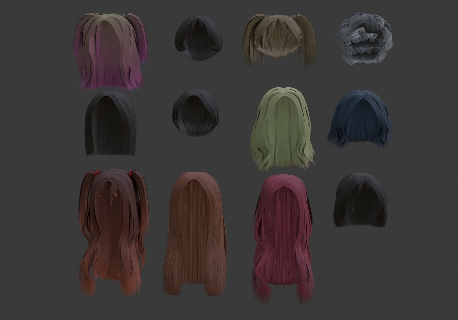 12 Hairstyles Collection 3D Model - TurboSquid 1887160