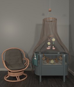 3D Baby cot with cape model