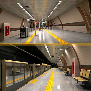 modern subway station 3D model