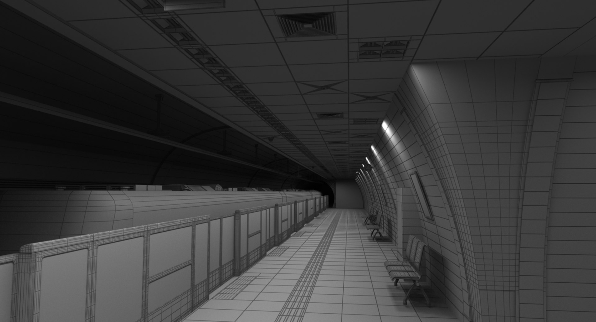 Modern subway station 3D model - TurboSquid 1389150