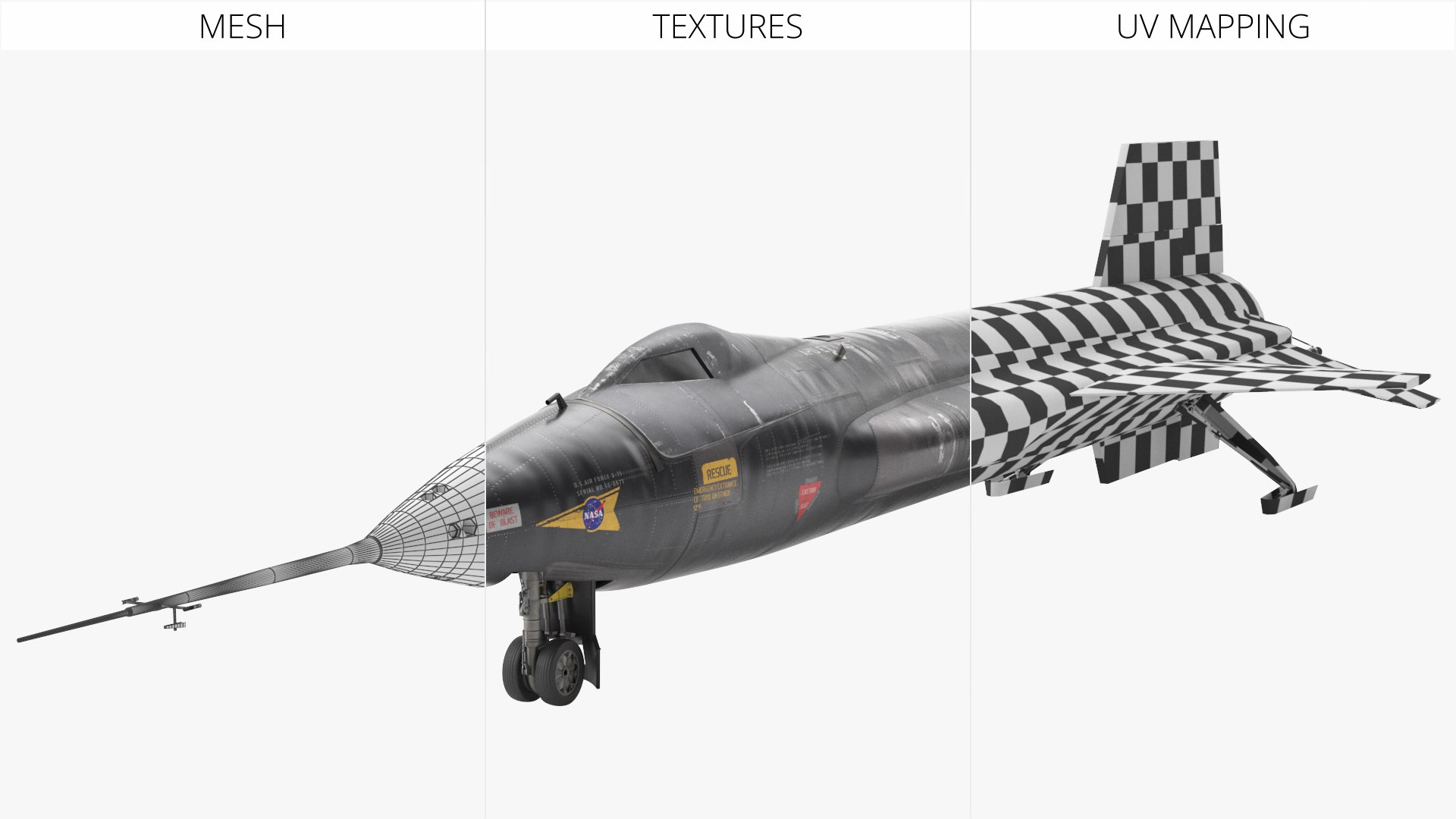 North American X-15 Rocket Aircraft Experimental model https://p.turbosquid.com/ts-thumb/h3/IAomXV/WV/north_american_x15_rocket_aircraft_experimental_013/jpg/1775553657/1920x1080/fit_q87/165ccbf7ca86a9ca482f09ecb8dca7ebfda95ea4/north_american_x15_rocket_aircraft_experimental_013.jpg