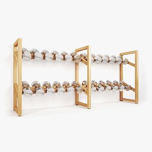 3D Paragon Studio Gym Luxury Horizontal Dumbbell Rack 2Tier 12Pairs