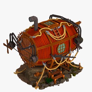 red submarine high-poly
