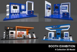 4 Booth modern 3D model