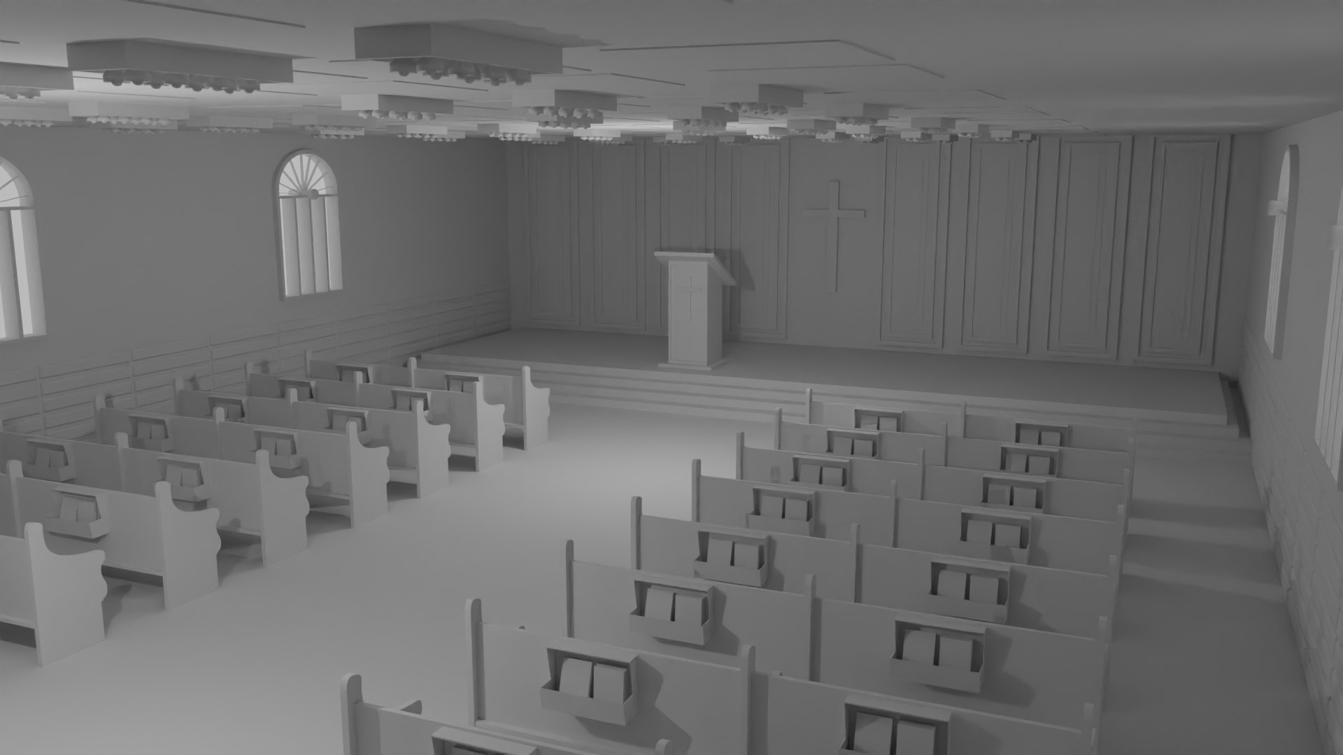 Church Interior No Material 3D Model - TurboSquid 2178890