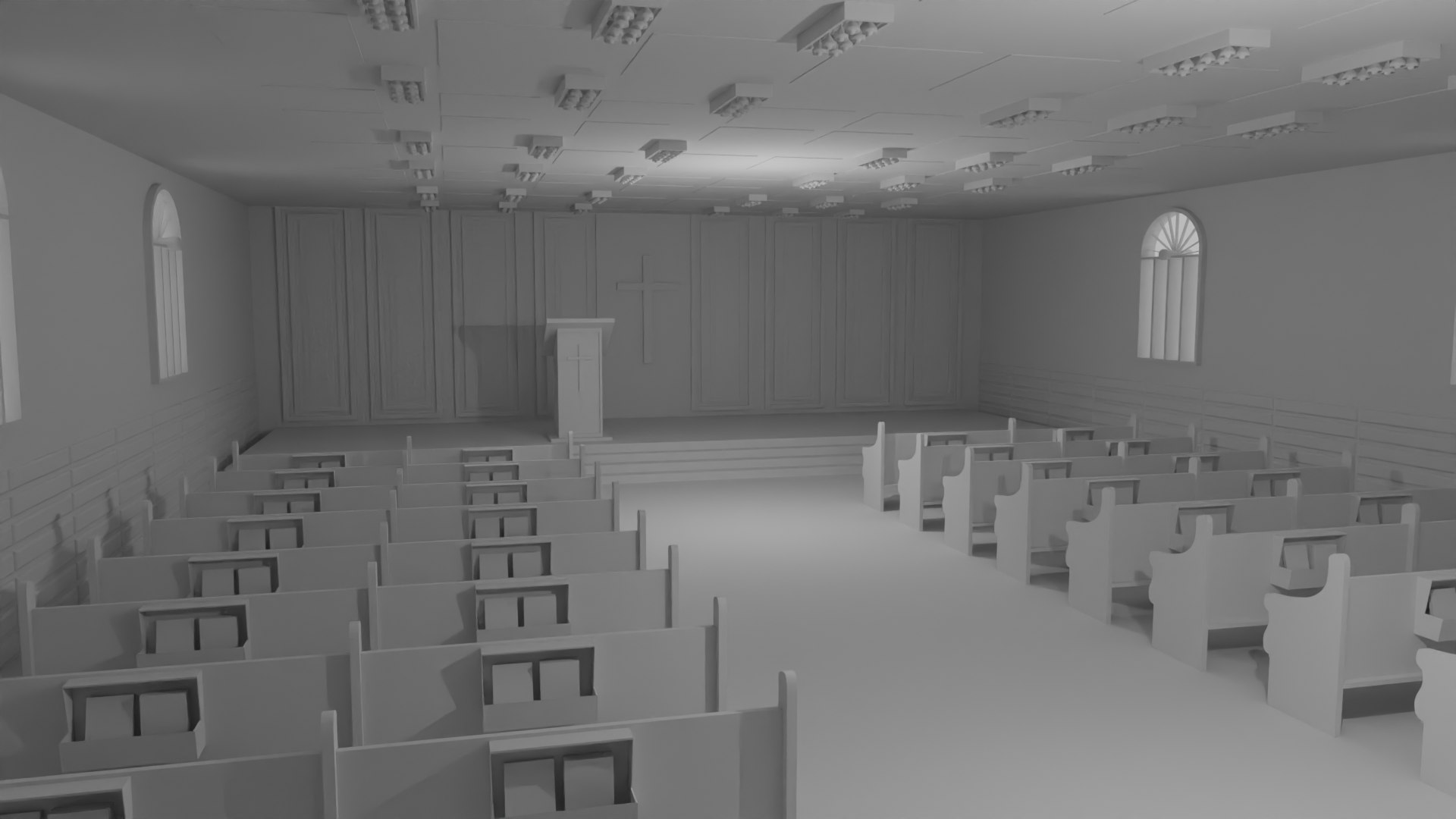 Church Interior No Material 3D Model - TurboSquid 2178890
