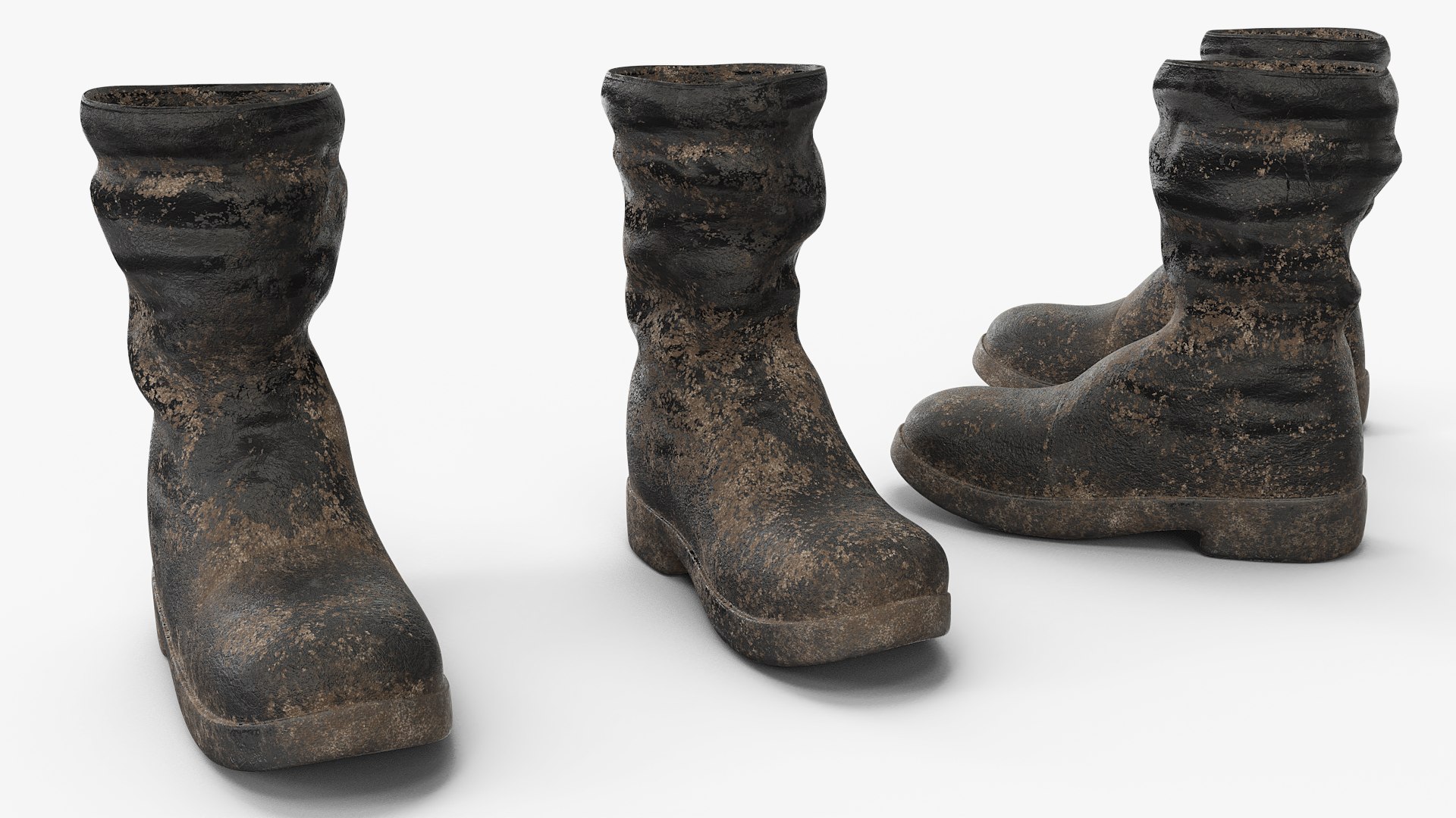 Old Utility Work Boots 3D model preview