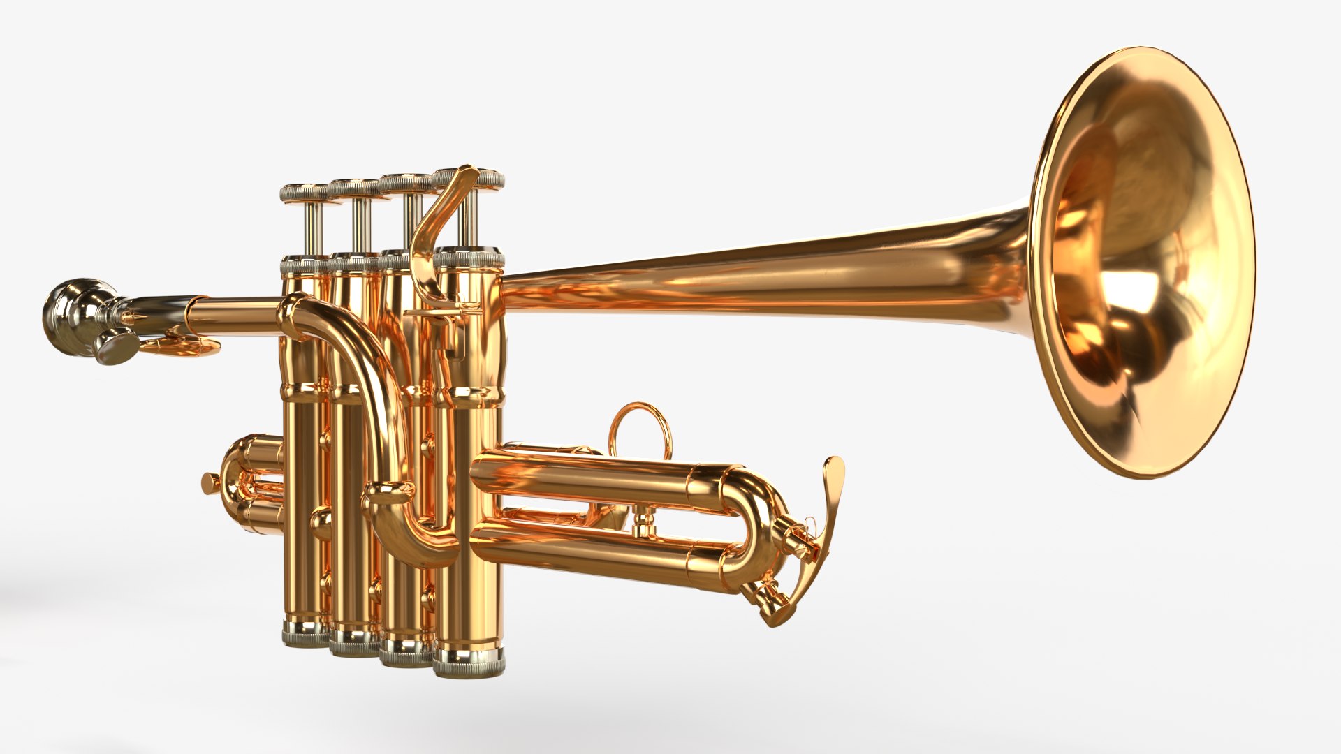3D Piccolo Trumpet Three Types Of Materials Brass Copper And Silver ...