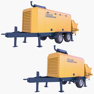 Professional Portable Trailer Concrete Pumps v4 3D model