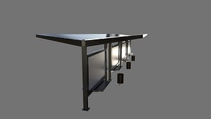 3D Bus Stop Package Game Ready