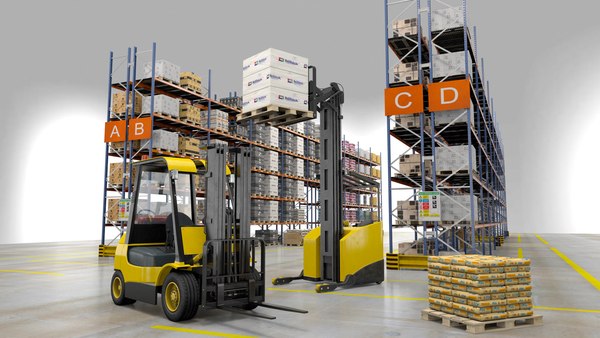 3D model Warehouse Palletes And Forklifts - TurboSquid 1740476