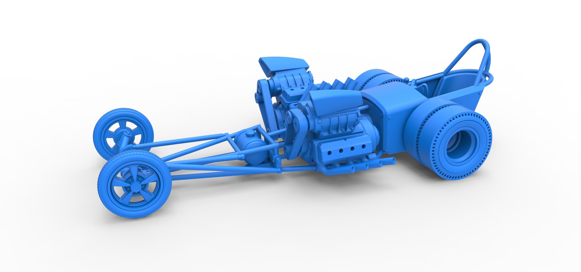 Diecast Front engine old school dragster with 2 V8 Scale 1 to 25 3D ...