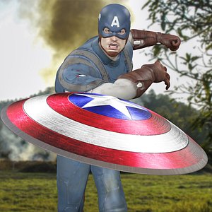Captain America Rigged Model with his Shield rig model