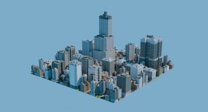 3D City Downtown Skyscraper Street 3D