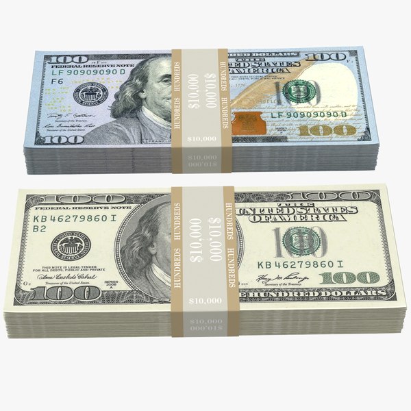 3D 100 dollars bill stack model
