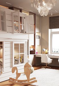 kids bedroom interior scene 3D model